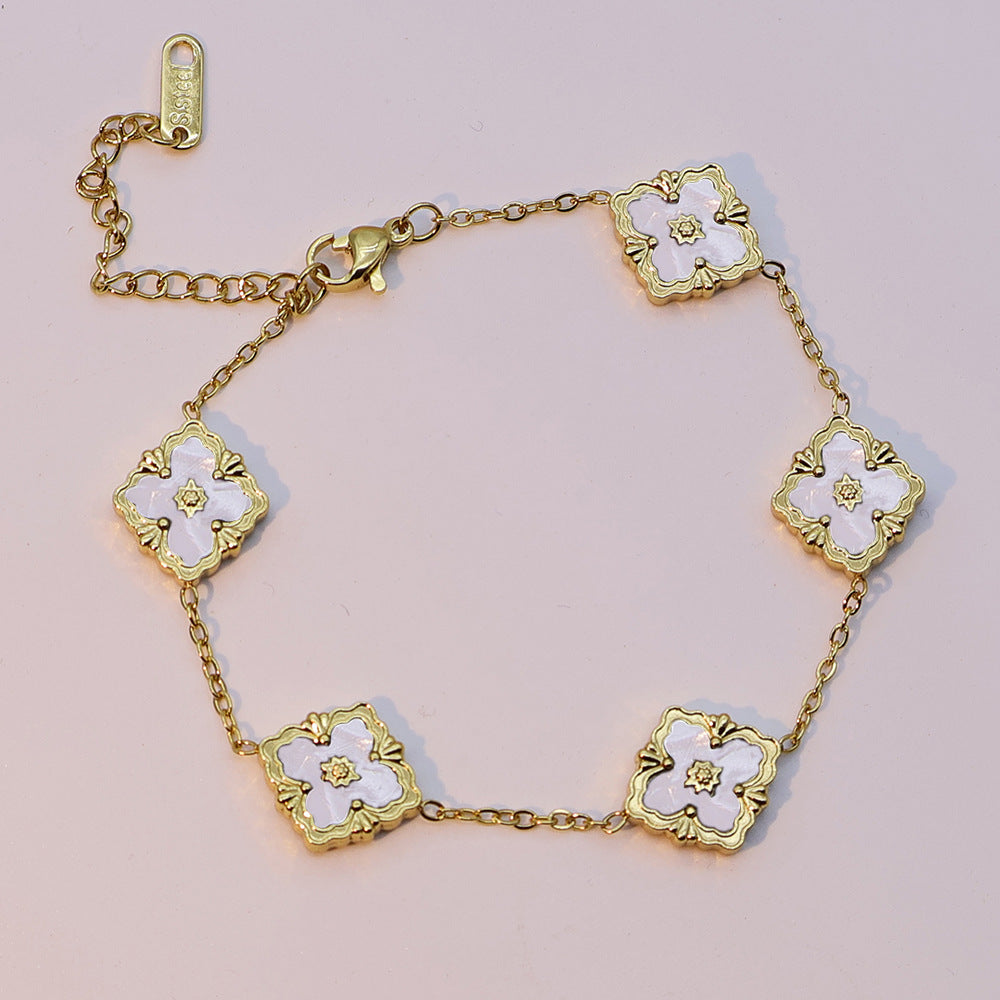 Vintage Enamel Quatrefoil Rhombus Bracelet