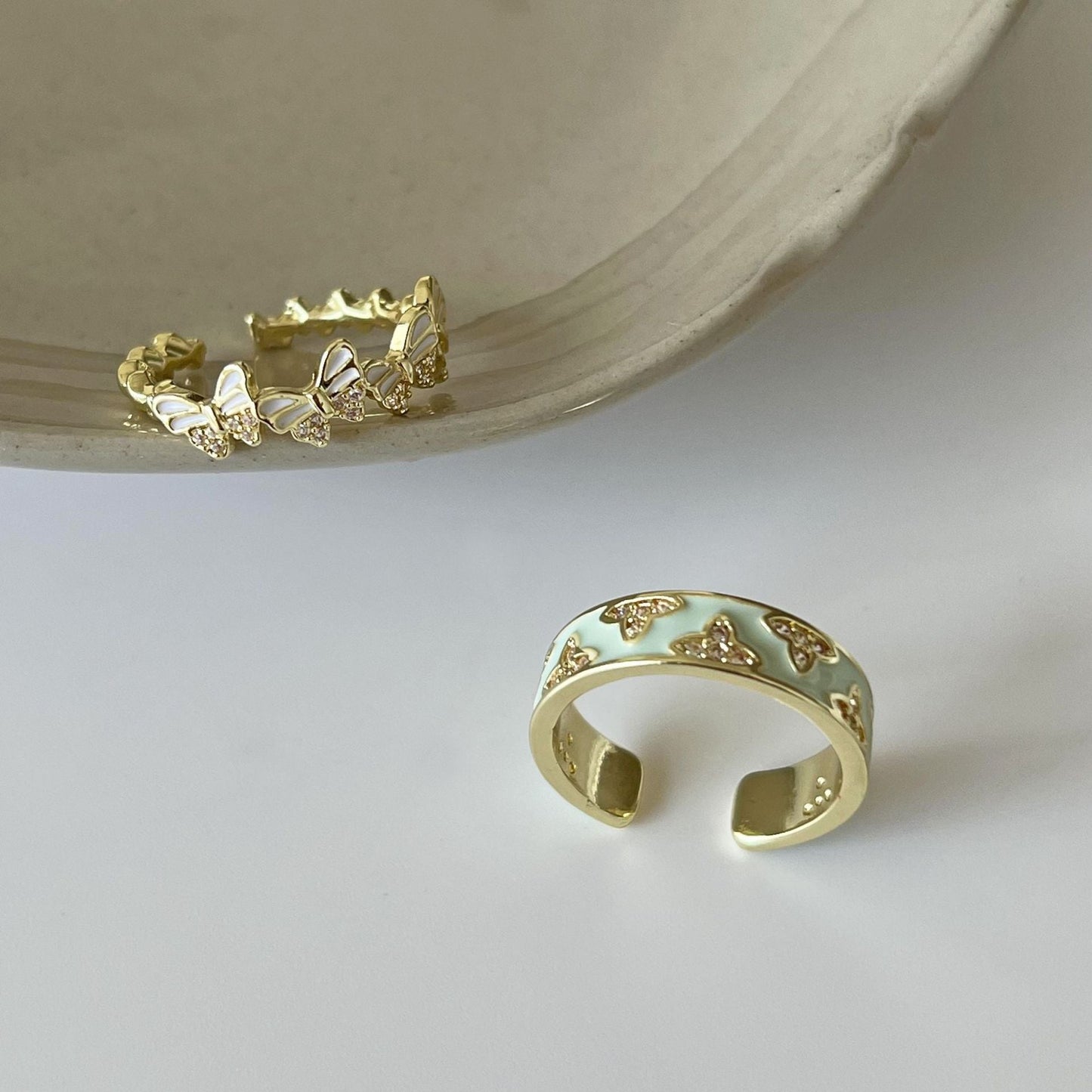 AURENA® ENAMEL BUTTERFLY ADJUSTABLE RING