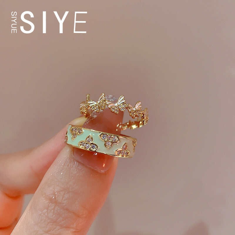 AURENA® ENAMEL BUTTERFLY ADJUSTABLE RING