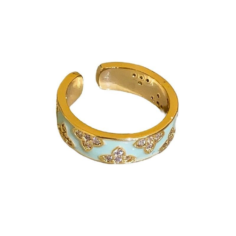 AURENA® ENAMEL BUTTERFLY ADJUSTABLE RING
