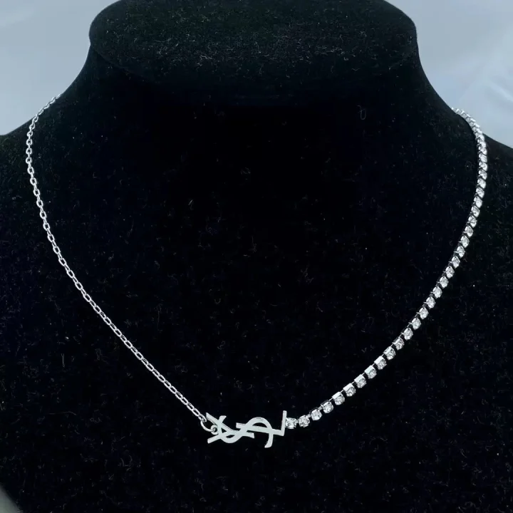 Monogram Y-Inlay Pendant Necklace
