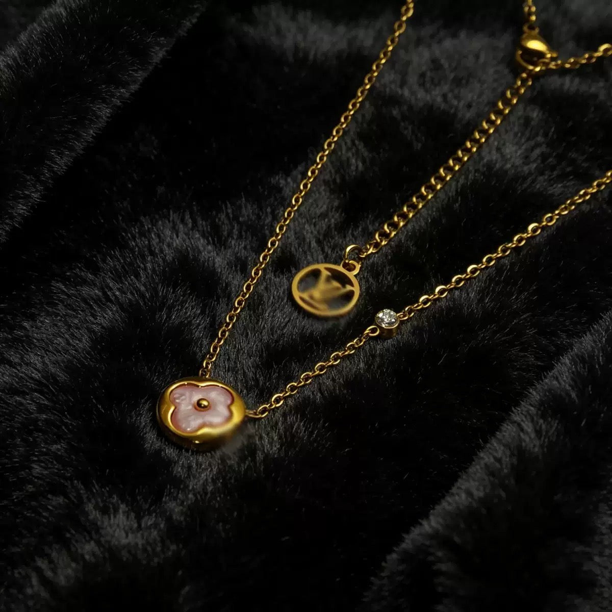 Domed Mother of Pearl Monogram Necklace