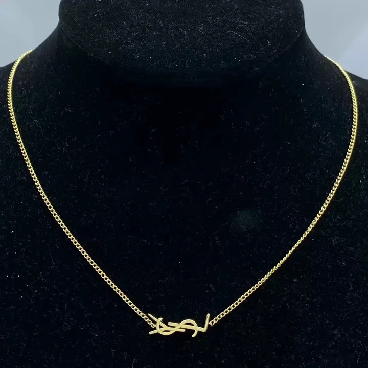 Monogram Y-Inlay Pendant Necklace