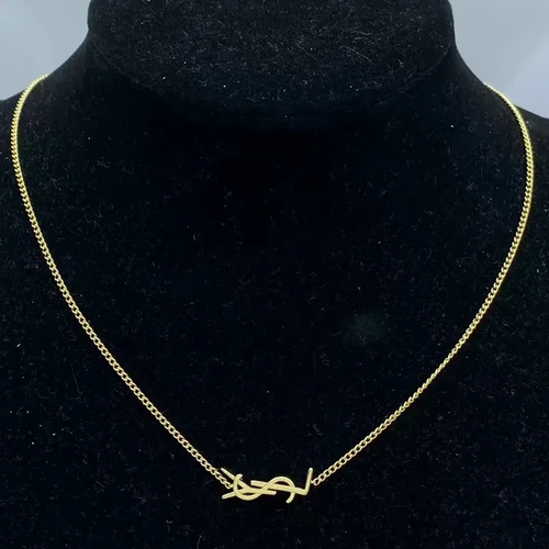 Monogram Y-Inlay Pendant Necklace
