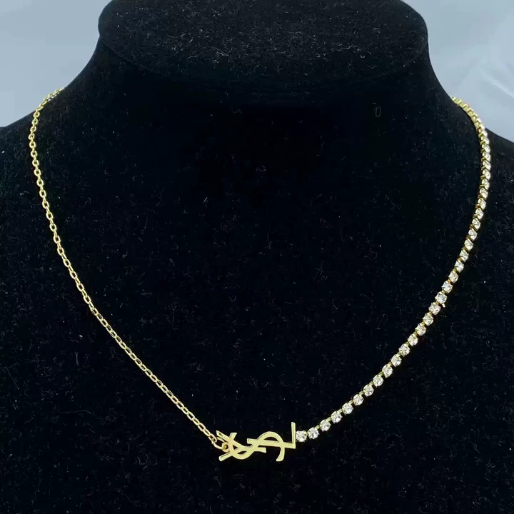 Monogram Y-Inlay Pendant Necklace