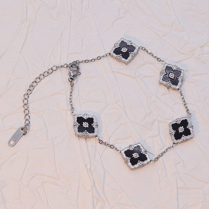 Vintage Enamel Quatrefoil Rhombus Bracelet