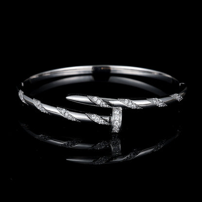 18K Gold Plated Nail Motif Bangle