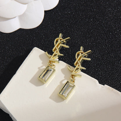 Chic Rhinestone Monogram Earrings