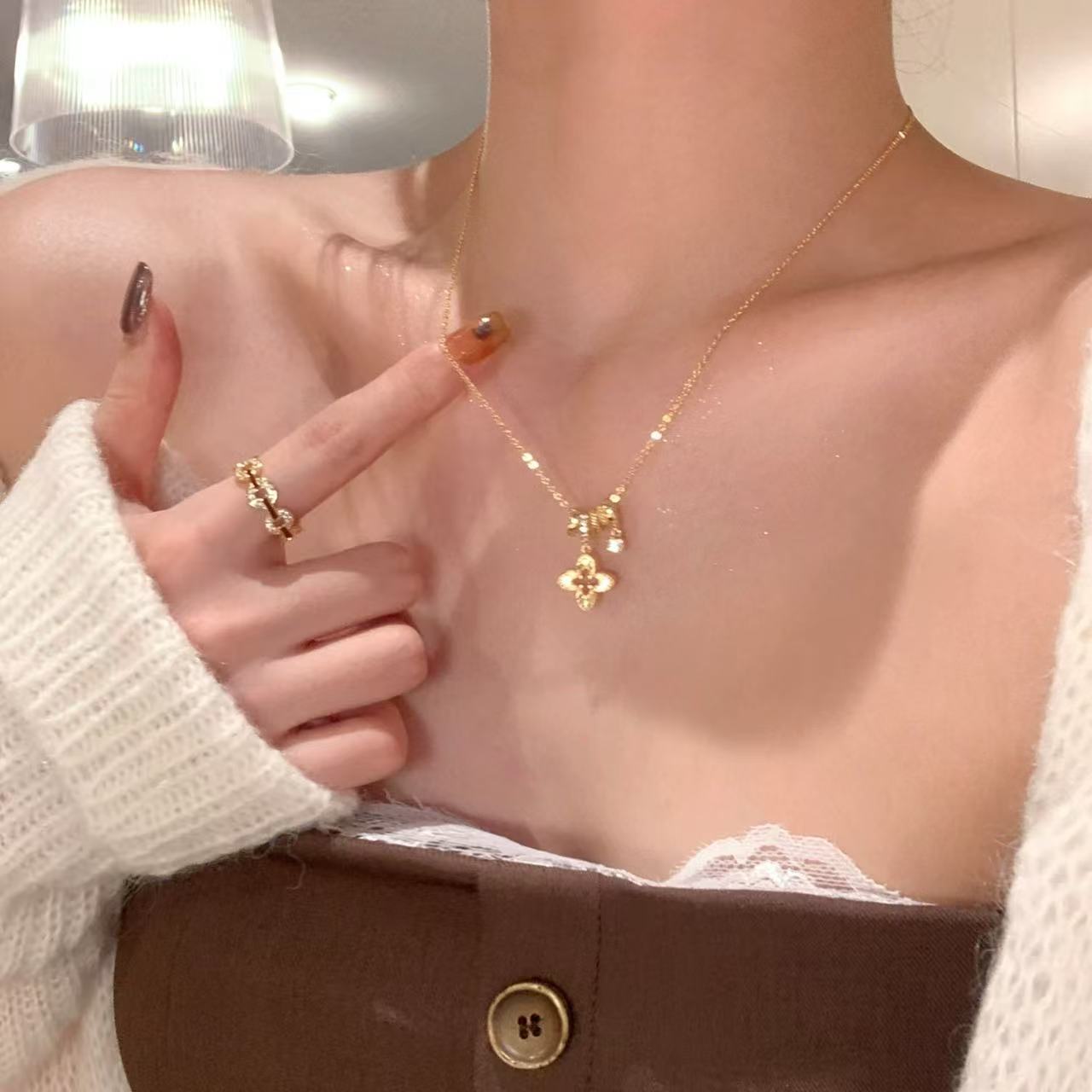 Crimson Clover Pavé Necklace