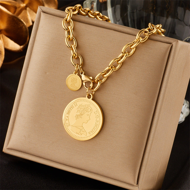Layered Sunburst & Cross Pendant Necklace