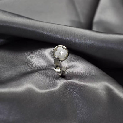 Vintage Monogram Mother of Pearl Disc Ring