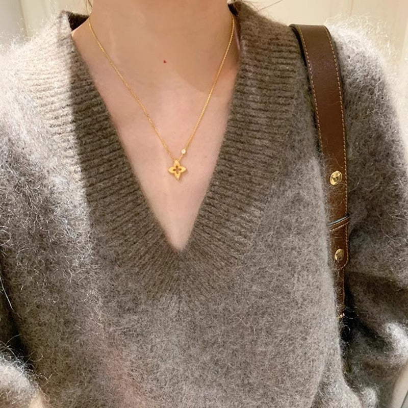 Brushed Sterling Silver Textured Necklace