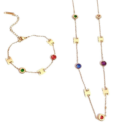 Multicolor Gemstone Emblem Necklace