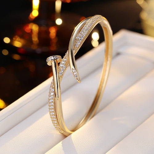 18K Gold Plated Nail Motif Bangle