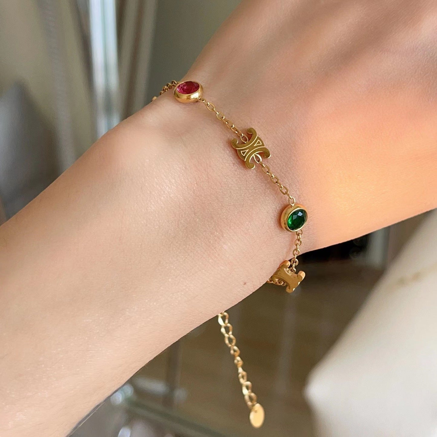 Multicolor Gemstone Emblem Necklace
