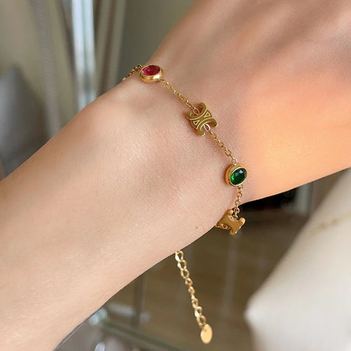 Multicolor Gemstone Emblem Necklace