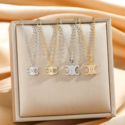Pavé Arc de Triomphe Medallion Necklace