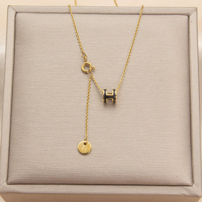 Mini 7mm Letter H Pendant Necklace