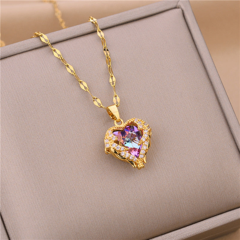 Layered Sunburst & Cross Pendant Necklace