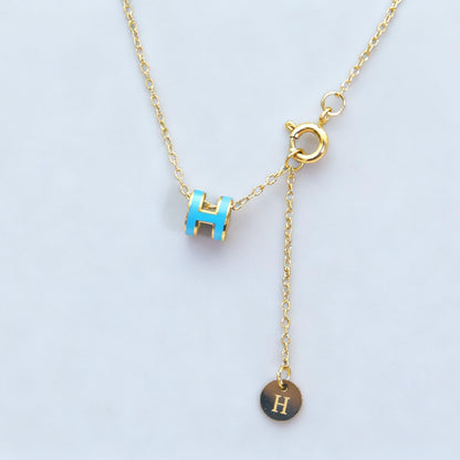 Mini 7mm Letter H Pendant Necklace
