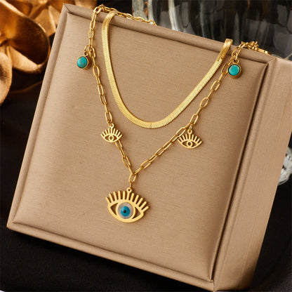 Layered Sunburst & Cross Pendant Necklace