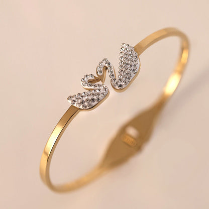 Golden Swan & Clover Bangle