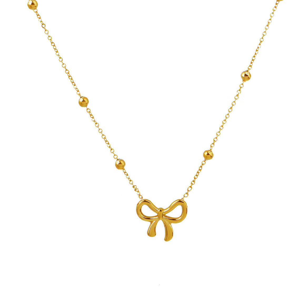 18K Gold Plated Ribbon Bow Necklace