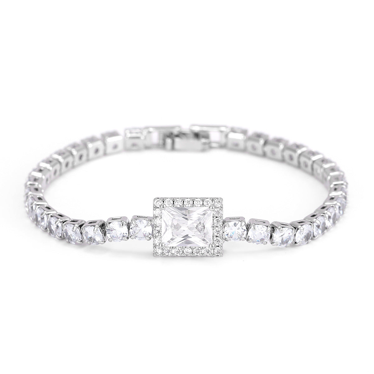 Geometric Emerald-Cut Tennis Bracelet
