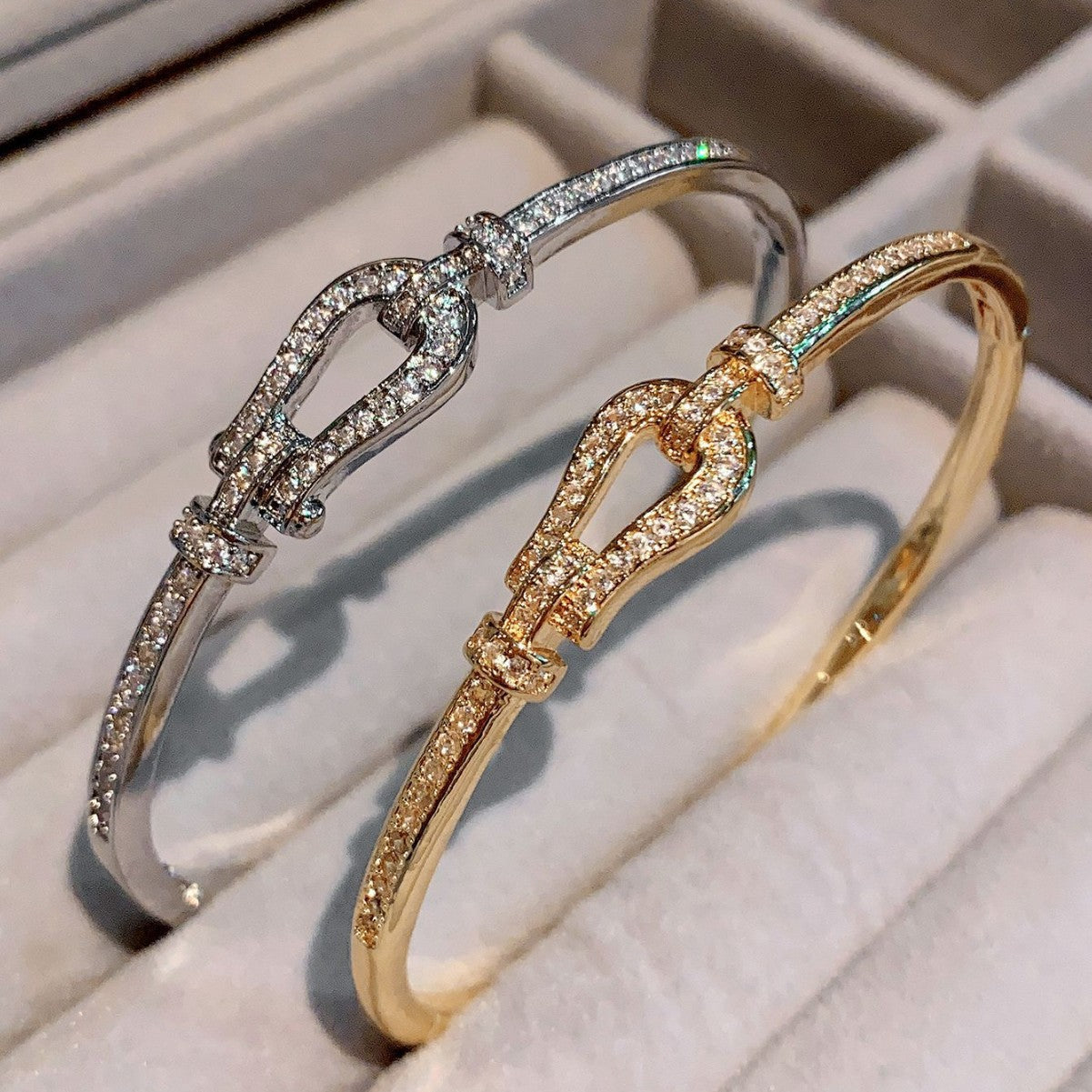 Horseshoe Buckle Pavé Bangle