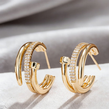 18K Gold Plated Nail Motif Bangle