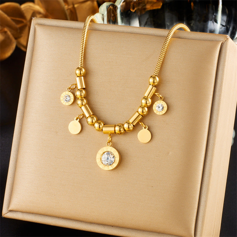 Layered Sunburst & Cross Pendant Necklace