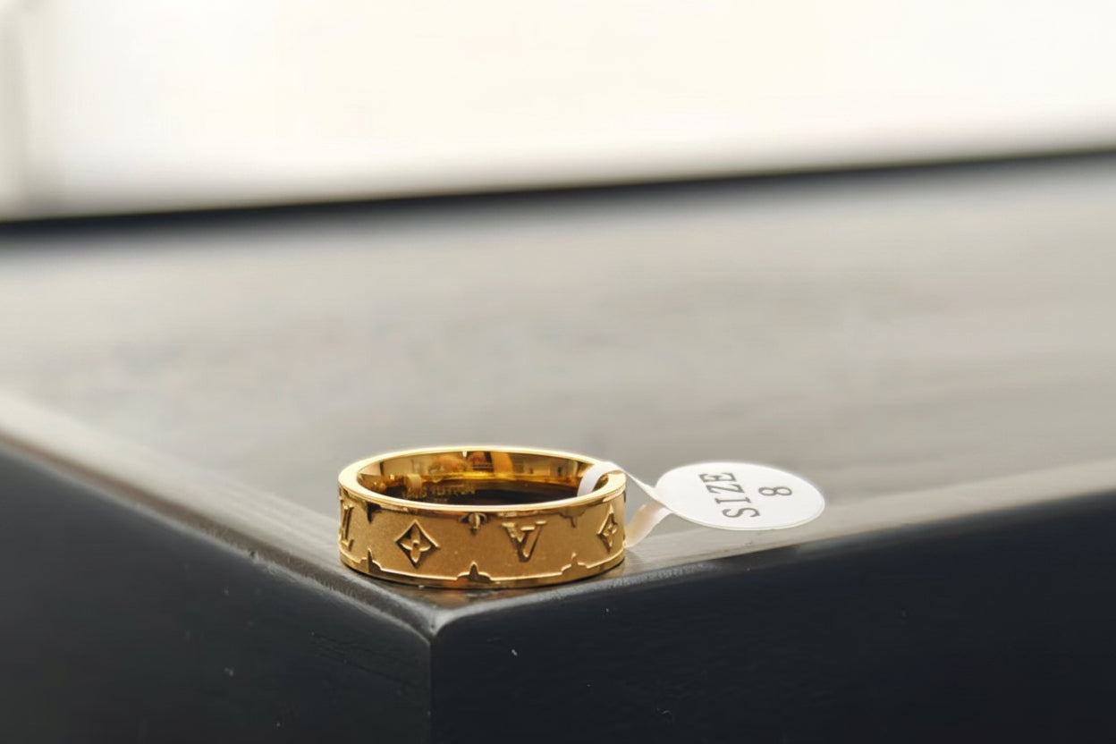 Tarnish-Free Monogram Titanium Ring
