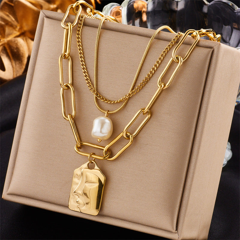 Layered Sunburst & Cross Pendant Necklace