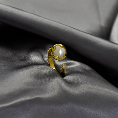 Vintage Monogram Mother of Pearl Disc Ring
