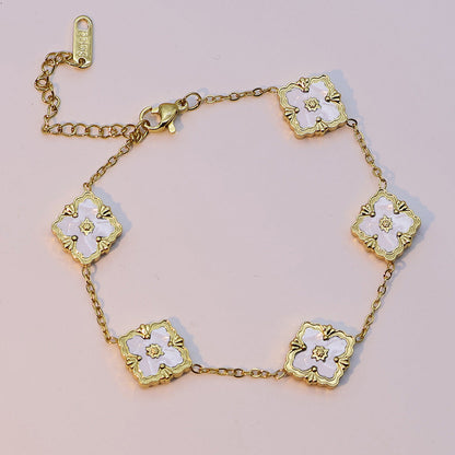 Vintage Enamel Quatrefoil Rhombus Bracelet