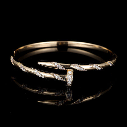 18K Gold Plated Nail Motif Bangle