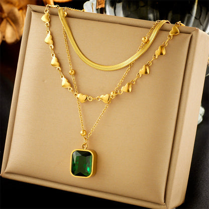 Layered Sunburst & Cross Pendant Necklace