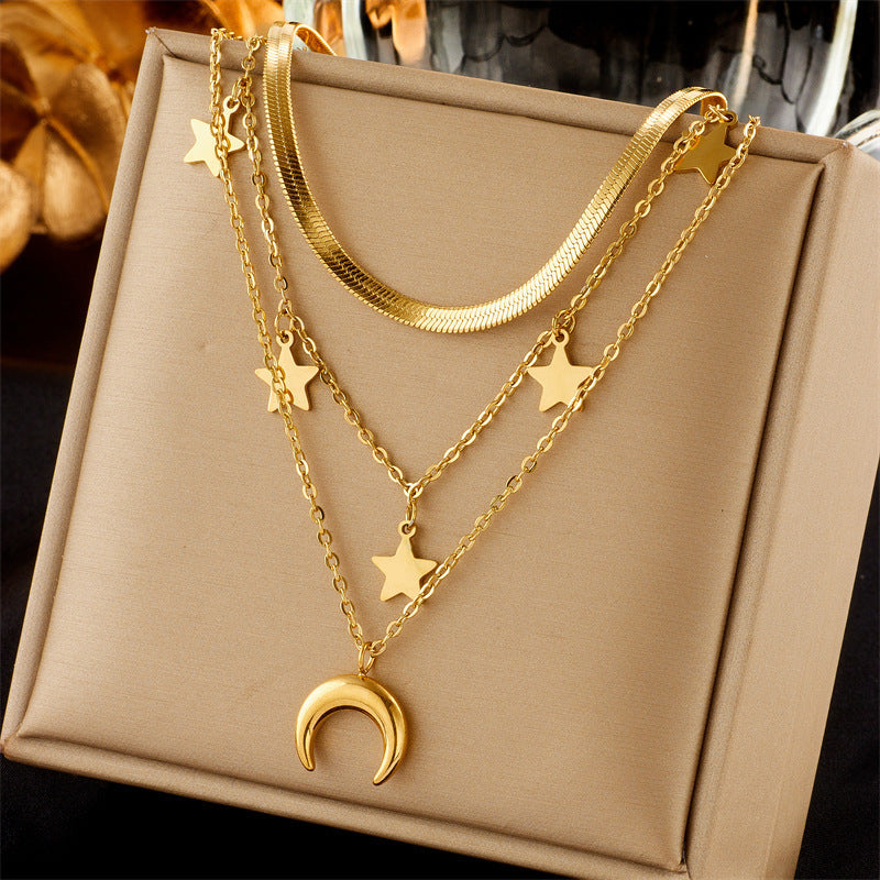 Layered Sunburst & Cross Pendant Necklace