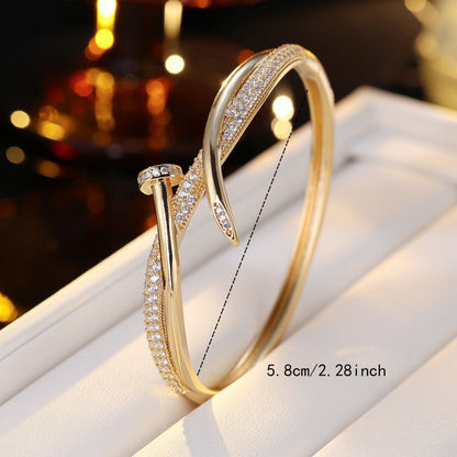 18K Gold Plated Nail Motif Bangle