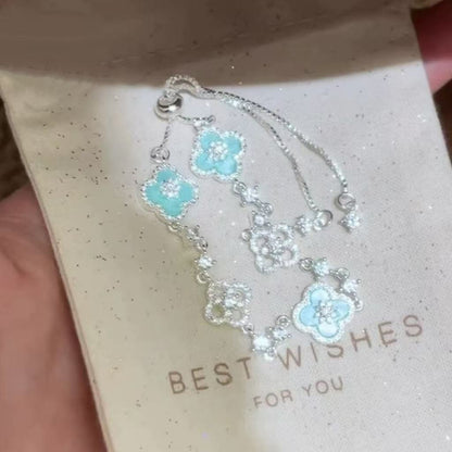 Shimmering Azure Clover Zircon Bracelet