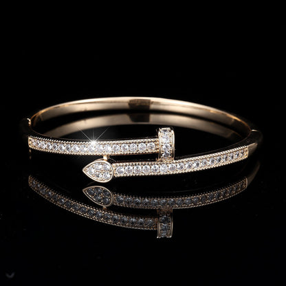 18K Gold Plated Nail Motif Bangle