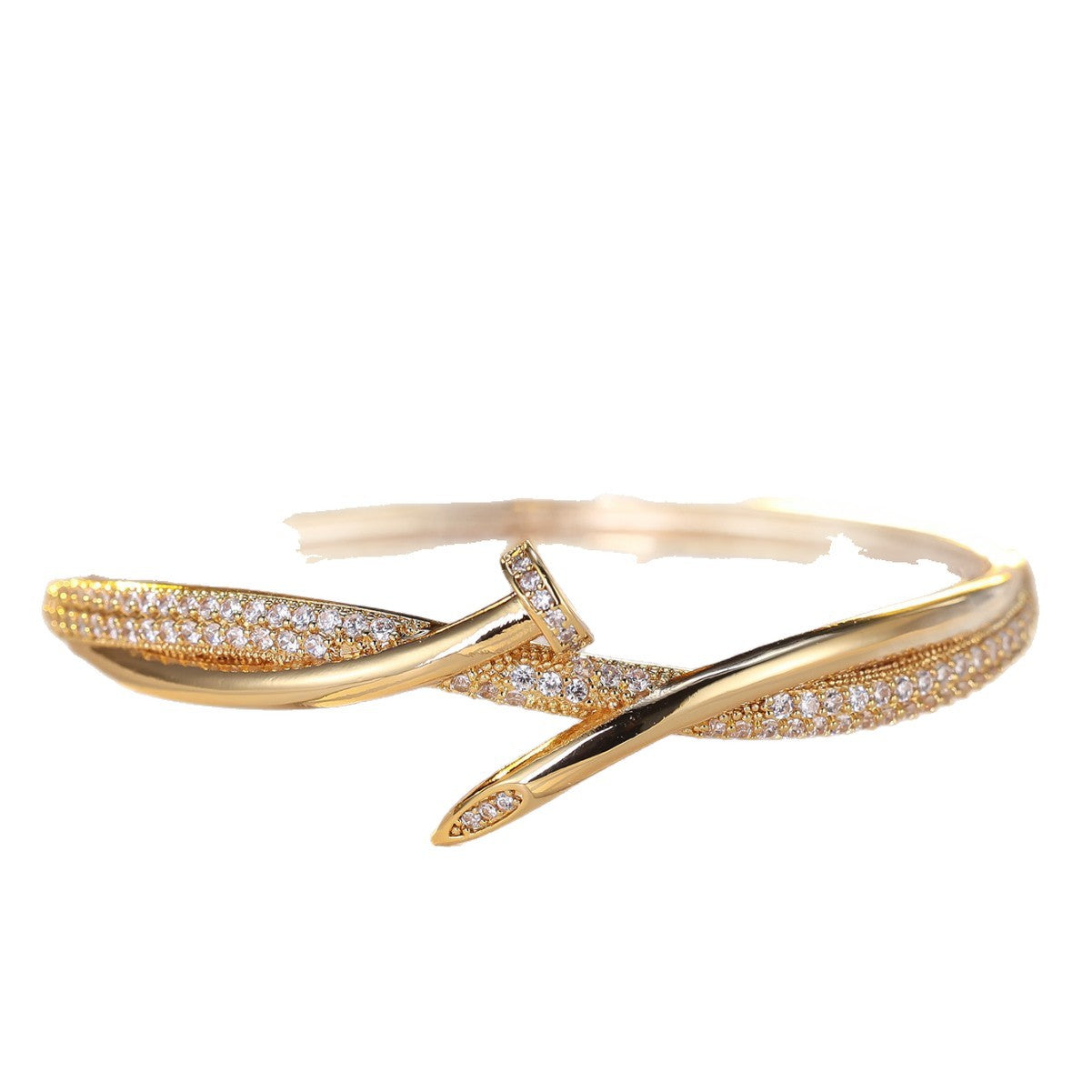 18K Gold Plated Nail Motif Bangle