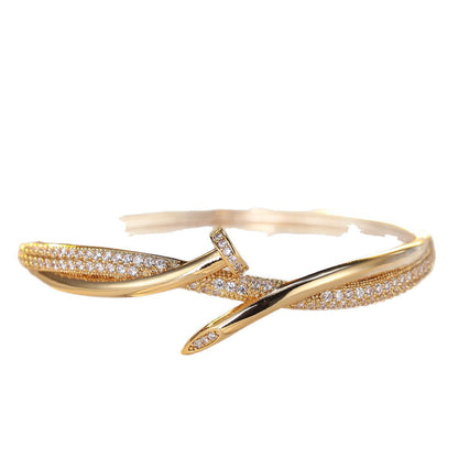 18K Gold Plated Nail Motif Bangle