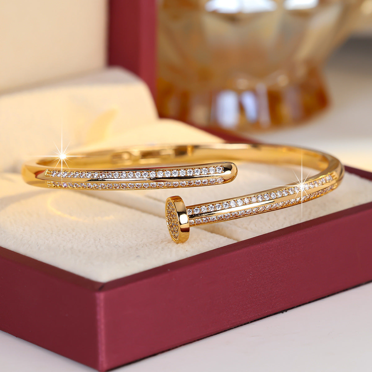 18K Gold Plated Nail Motif Bangle