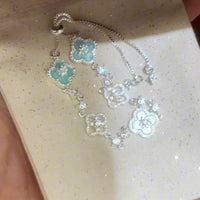Blue Clover Zircon Slider Bracelet