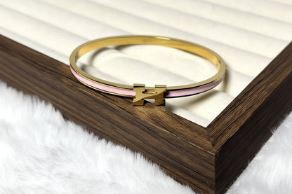 Slim Enamel 'H' Clasp Bangle