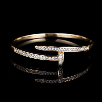 18K Gold Plated Nail Motif Bangle