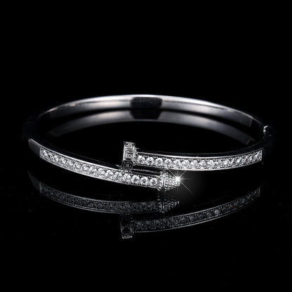 18K Gold Plated Nail Motif Bangle