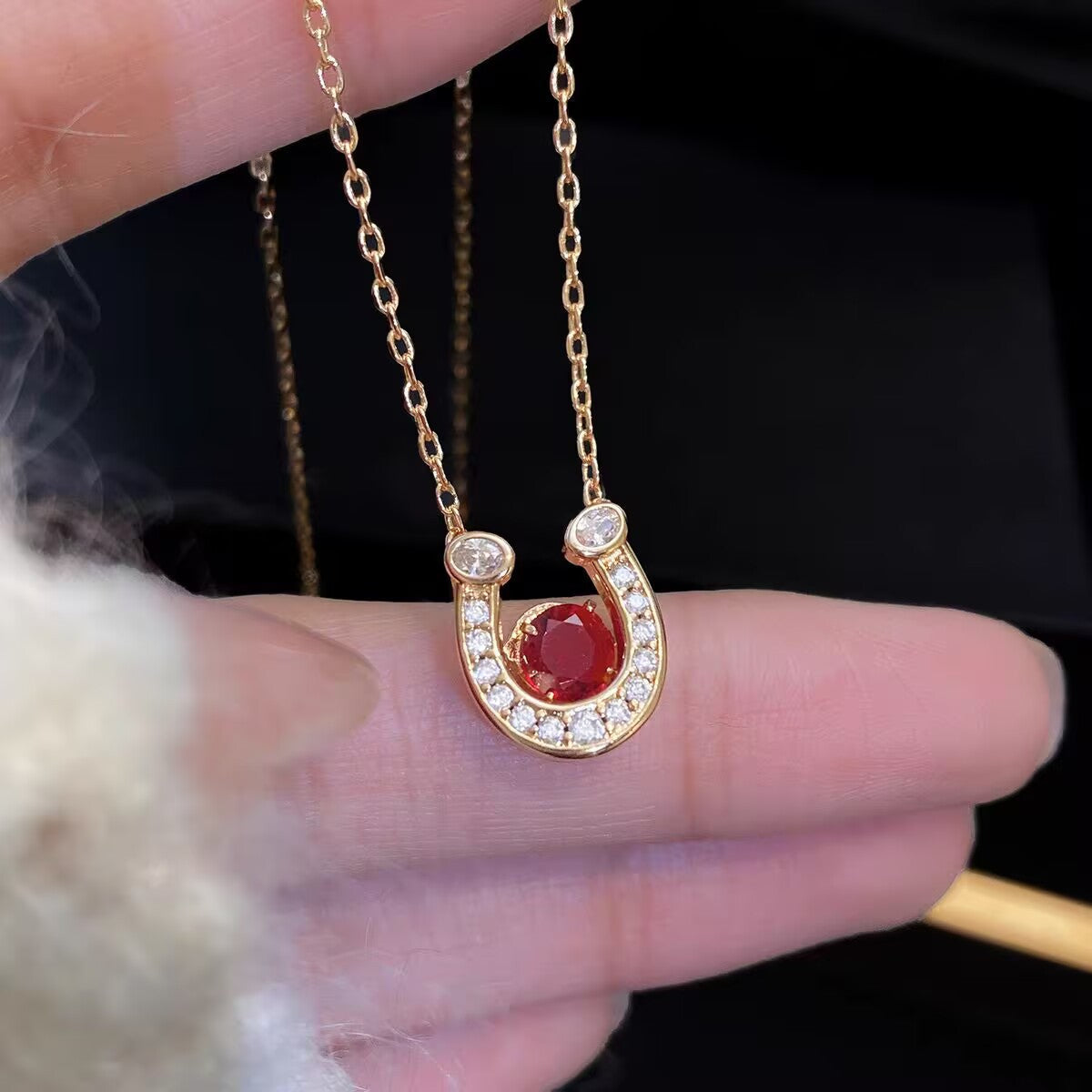 Pavé Horseshoe Charm Necklace