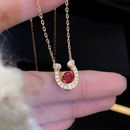 Pavé Horseshoe Charm Necklace